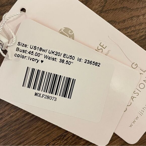 NWT JJ’s House A-line V-Neck Mini Chiffon Homecoming Dress Ivory Ruffle sz 18W - Picture 11 of 14